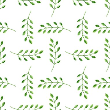 Beyaz arkaplanda suluboya dalları olan kusursuz desen