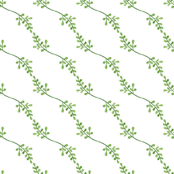 Seamless pattern with watercolor branches on a white background — Stock Photo, Image