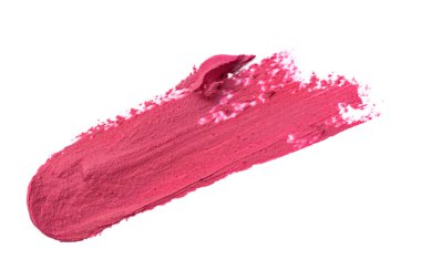 Beyaz arkaplanda pembe ruj lekesi var. Makyaj ürünü