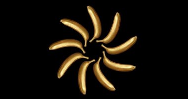 Golden banana on a black background. Modern creative concept with fruit