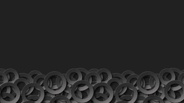 黒い背景に3D黒い円のフレーム — ストック動画