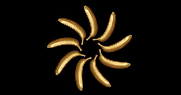 Goldene Banane Auf Schwarzem Hintergrund Modernes Kreatives Konzept Mit Früchten — Stockvideo