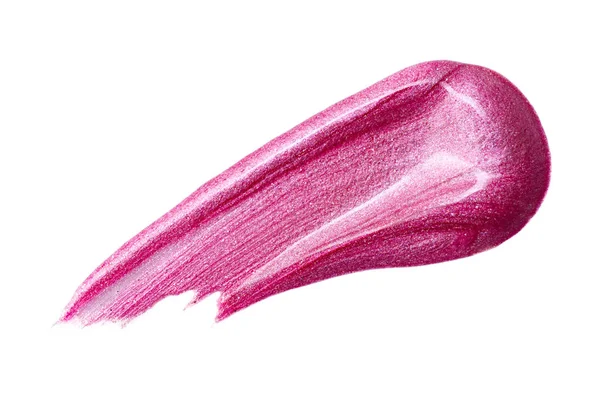 リップ グロス サンプルは 白で隔離 汚されたピンクのリップグロス — ストック写真