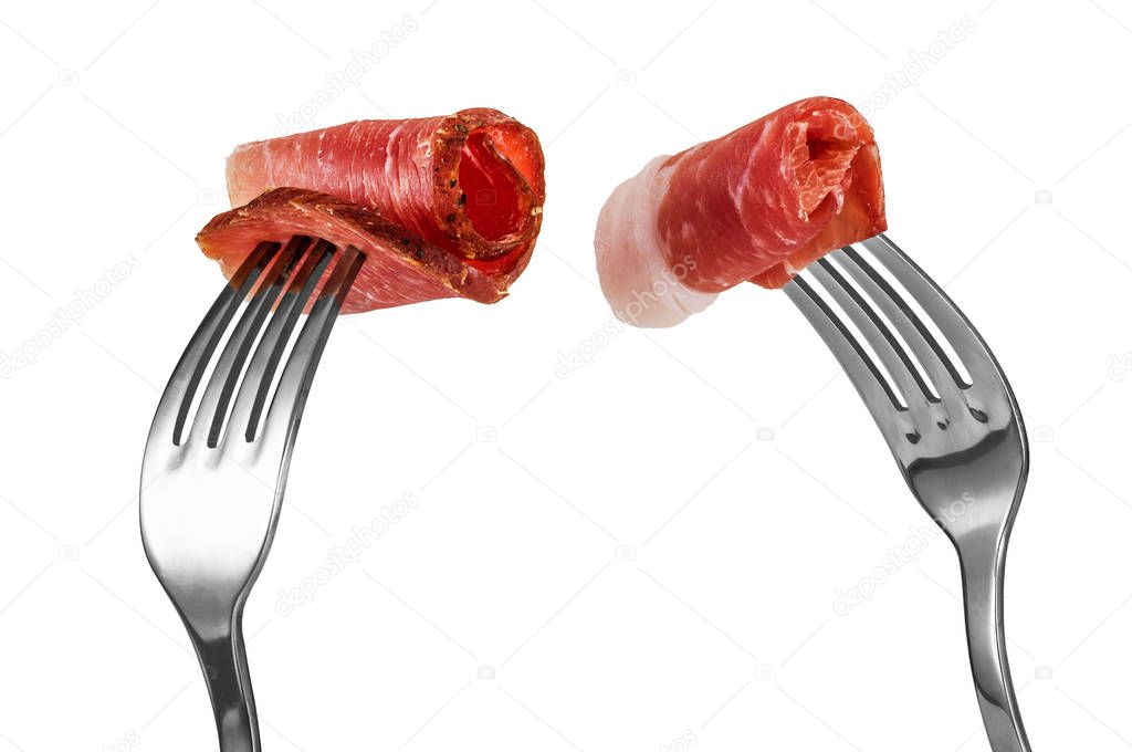 Prosciutto sticking on forks