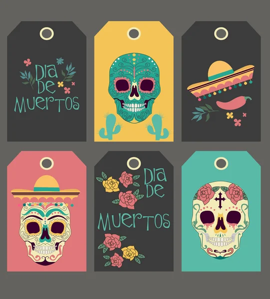 Mexicansk håndtegnet kort for de dødes dag – stockvektor