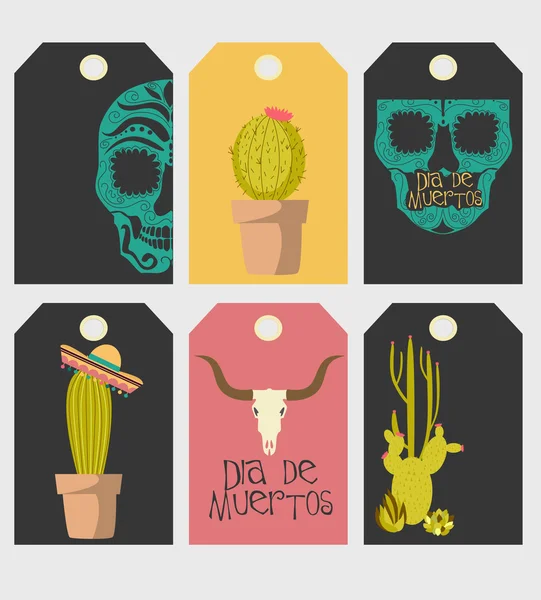 Kartu undian Mexico Hand Drawn untuk hari kematian - Stok Vektor