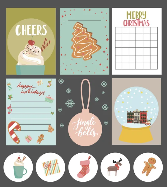 Collection d'étiquettes cadeaux de Noël — Image vectorielle