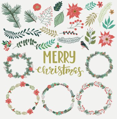 Noel çelenk ile kış çiçek ayarla