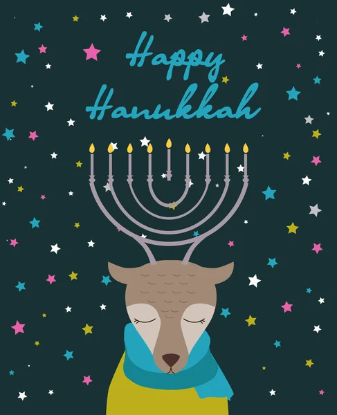 Tarjeta de felicitación feliz Hanukkah — Vector de stock