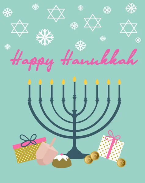 Biglietto di auguri felice Hanukkah — Vettoriale Stock