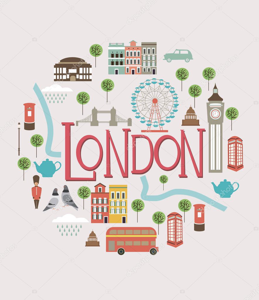 Set of London landmarks