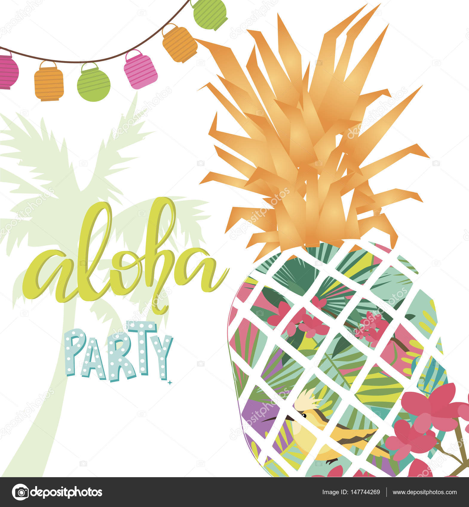 Download Aloha summer party card — Stock Vector © MioBuono12 #147744269