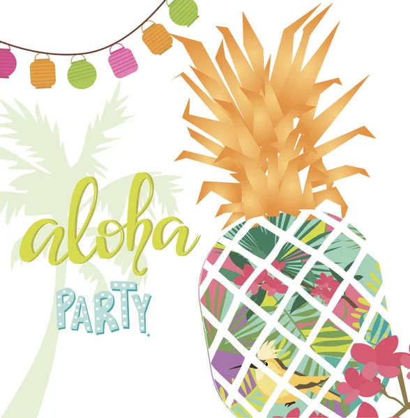 Tarjeta de fiesta de verano Aloha — Vector de stock