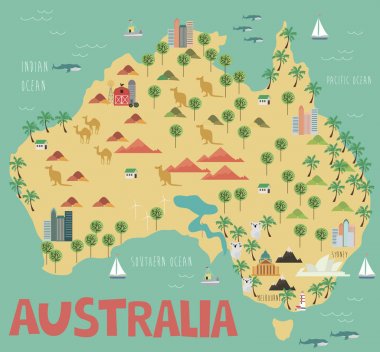 Avustralya harita illüstrasyon