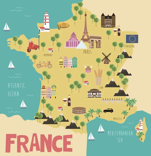 Ilustracja mapa Francji — Wektor stockowy