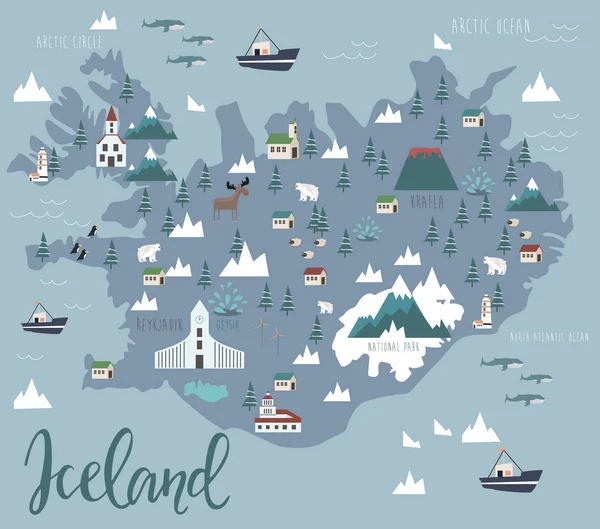 Mapa de ilustración de Islandia — Archivo Imágenes Vectoriales