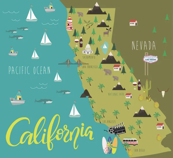 Απεικόνιση χάρτη της Καλιφόρνιας — Διανυσματικό Αρχείο