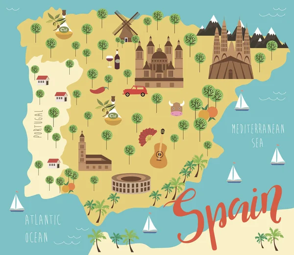 Afbeelding kaart van Spanje — Stockvector