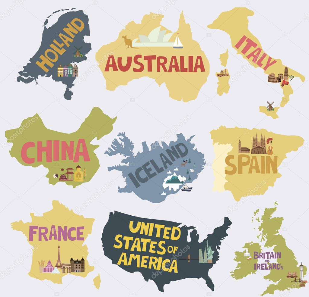 Illustration map of countries
