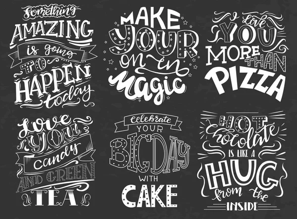 Set of Hand Drawn lettering Inspirational Quotes — Stock Vector