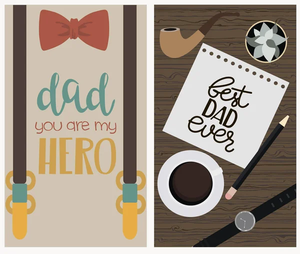 Mutlu Babalar Günü tebrik kartları kümesi — Stok Vektör