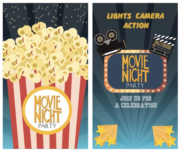 Set of Movie party cards — Stock Vector