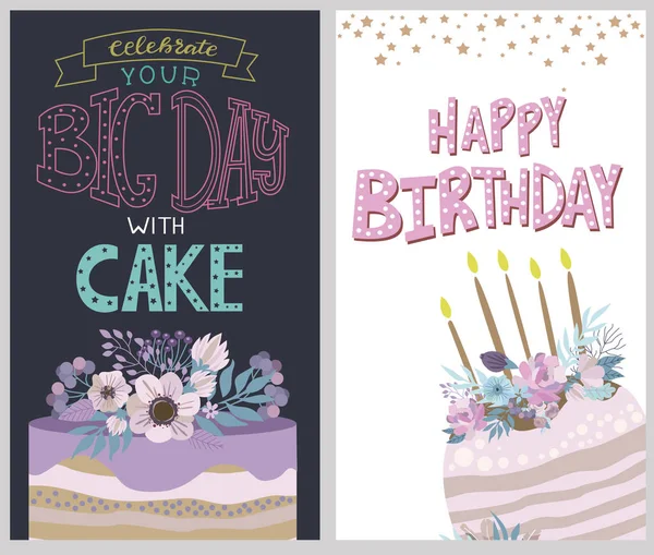Set of Happy Birthday card — Stock Vector