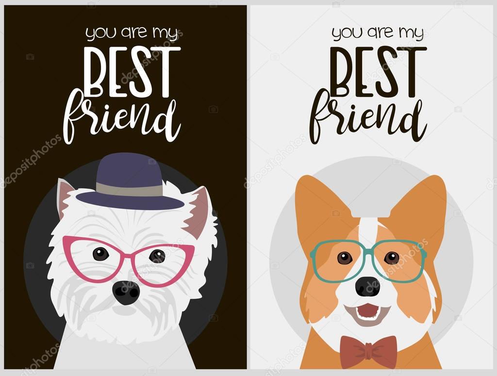 Hipster dog card 