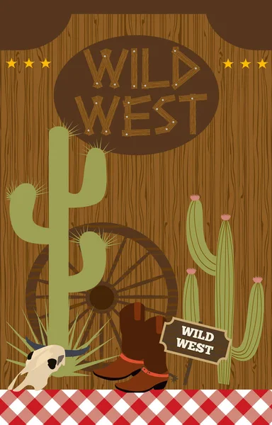 Wild west poster for party invitation. Editable vector illustration — Stock Vector