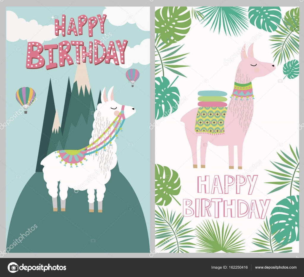Happy Birthday Card With Cute Lama Stock Vector C Miobuono12 Happy Birthday Card With Cute Lama Stock Vector C Miobuono12