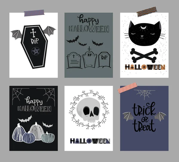 Набір листівок Happy Halloween з містичними елементами — стоковий вектор