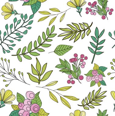 Otlar, meyve ve çiçek ile Seamless Modeli