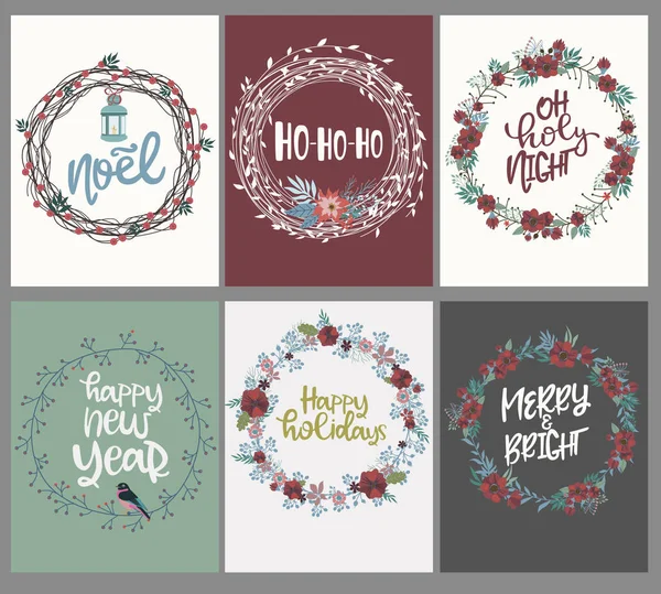 Set of cute Christmas greeting card — Stock Vector