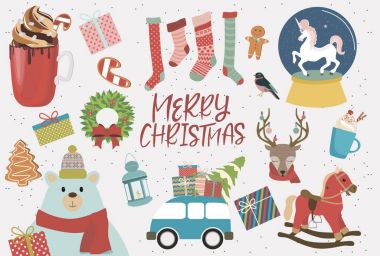 sevimli Noel çıkartmaları ayarla