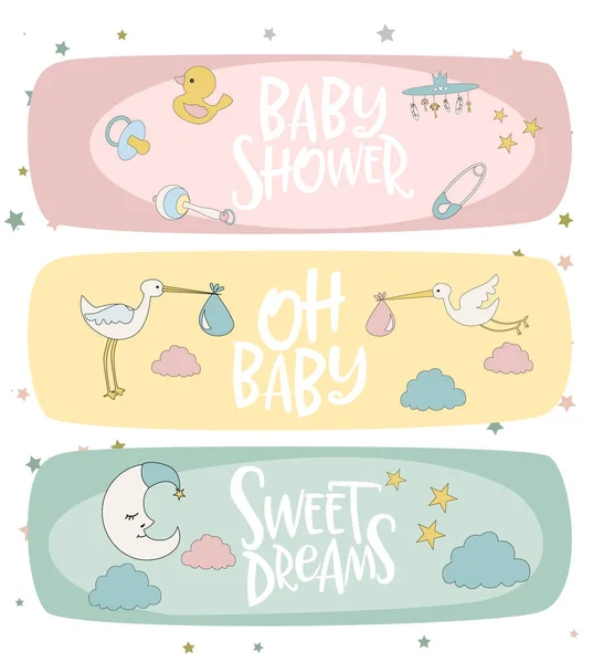 Set von niedlichen Baby-Aufklebern — Stockvektor