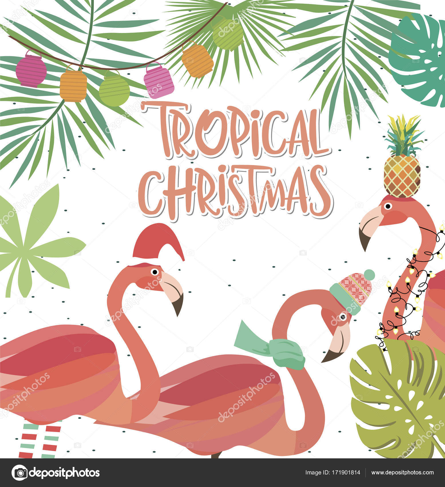 Tropical Christmas greeting card — Stock Vector © MioBuono12 171901814