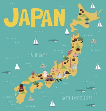 Japonya harita illüstrasyon simge ile
