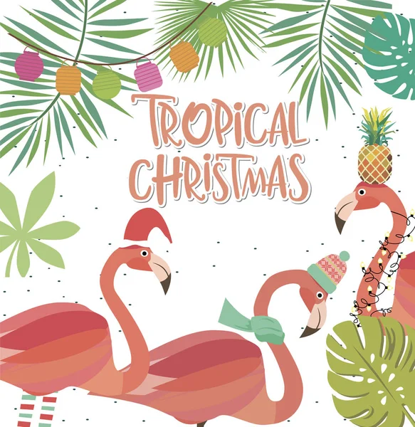 Tarjeta de felicitación de Navidad tropical — Vector de stock