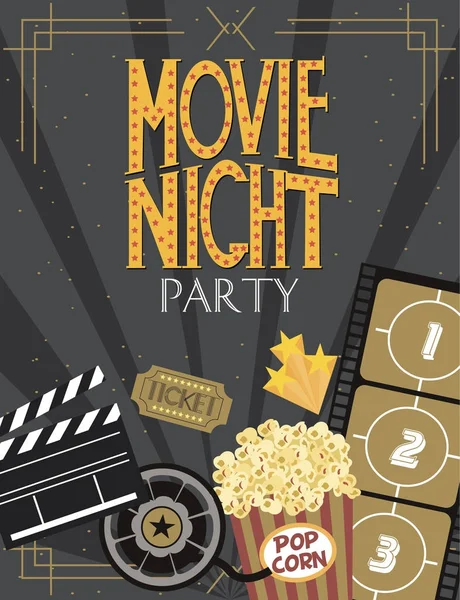 Night Movie party invitation card — Stock Vector