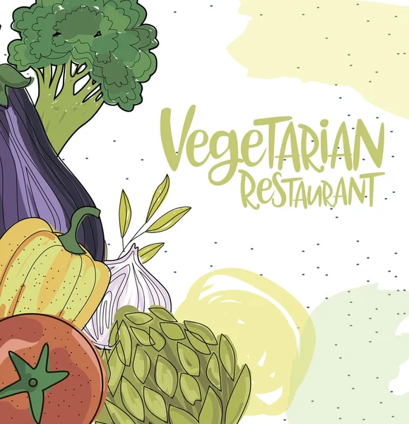 Ilustração desenhada à mão com vegetais saudáveis — Vetor de Stock