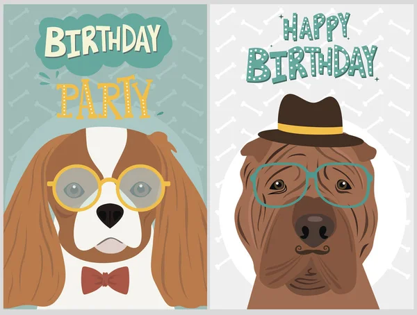 Hipster tarjeta de perro para tarjeta de cumpleaños — Vector de stock