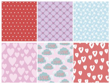 Romantik tarzı ile şirin seamless modeli kümesi 