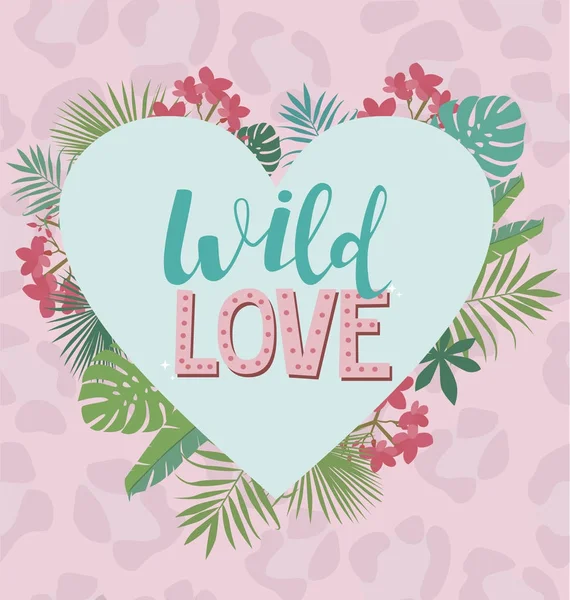 Cartão tropical bonito com estilo romântico para o Dia dos Namorados, Salve a data, dia do casamento, amo você cartão —  Vetores de Stock