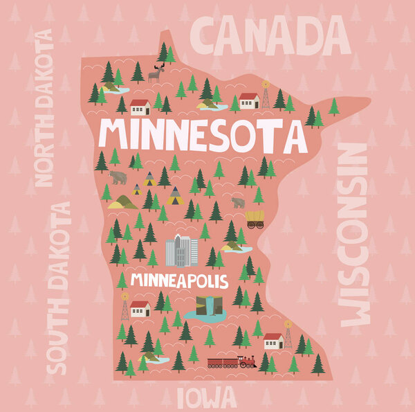 Иллюстрированная карта штата Миннесота
