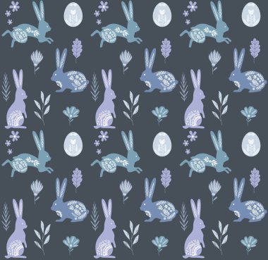 Paskalya seamless modeli İskandinav tarzı. Düzenlenebilir vektör çizim 