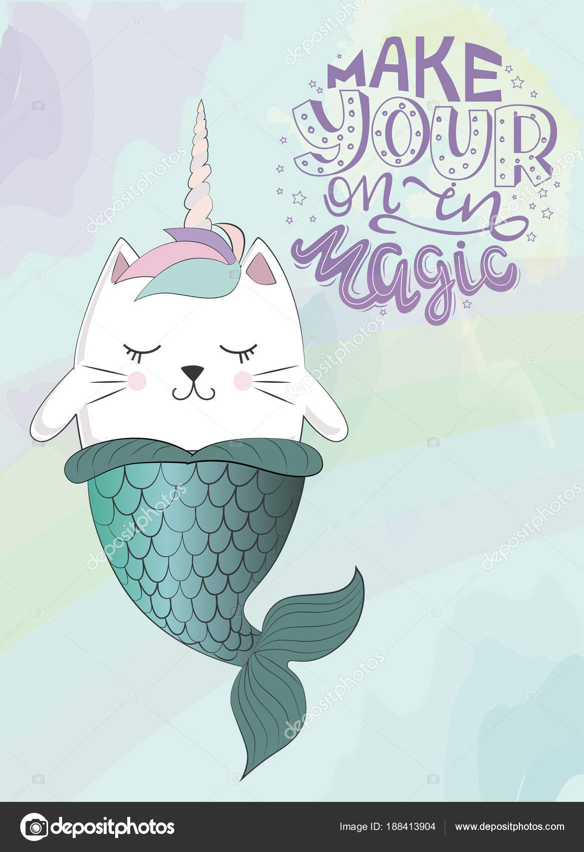 Ilustração de gato mágico para camiseta