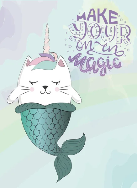 Кот русалка рисунок