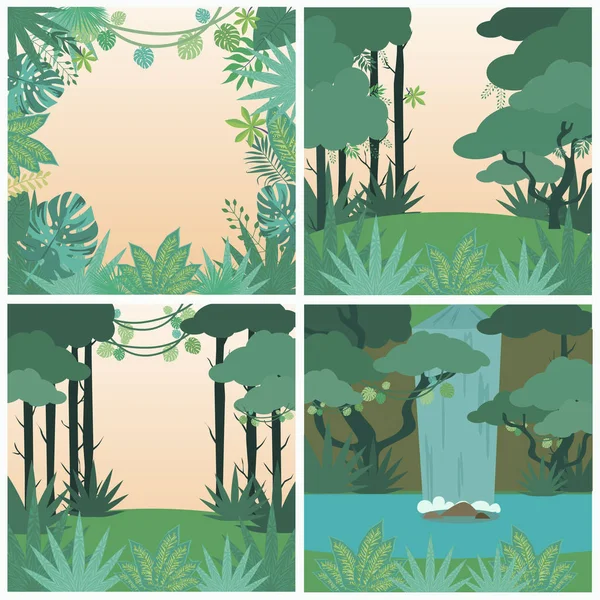 Cartel de fiesta Safari con plantas silvestres y hoja de palma. Fondo de la selva. Ilustración vectorial editable — Vector de stock