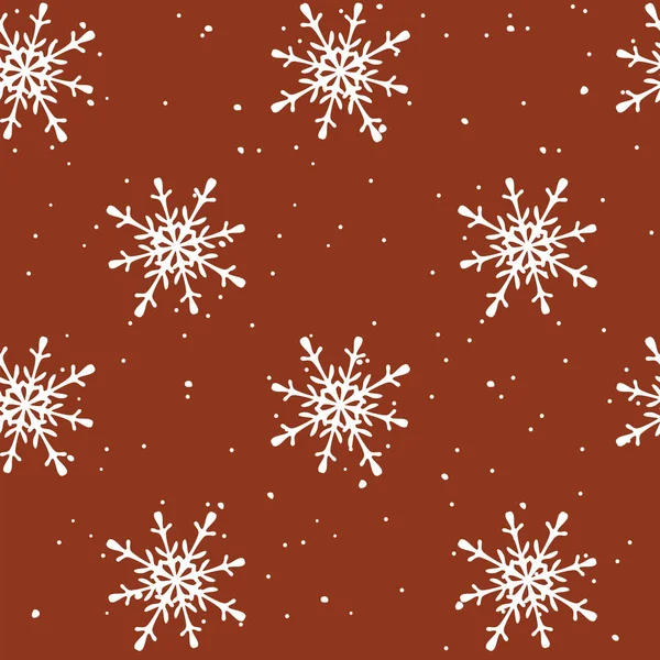 赤い背景に雪片とシームレスな冬のパターン 編集可能なベクトルイラスト — ストックベクタ