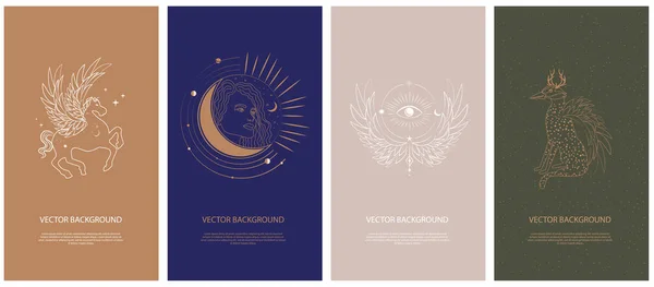 Set Mythology Mystical Illustrations Mobile App Landing Page Web Design Royalty Free Stock Illustrations